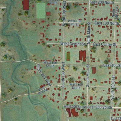 Close-up of the map of Millville, Utah print showing street and building detail