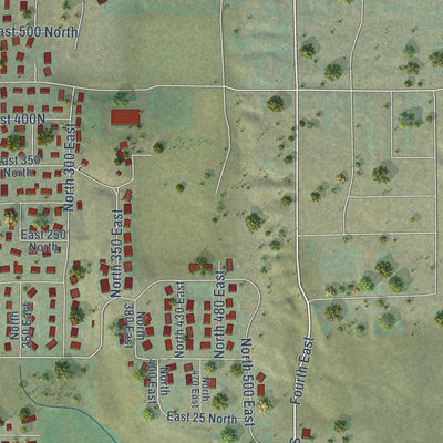 Second close-up of the map of Millville, Utah print showing more streets and buildings