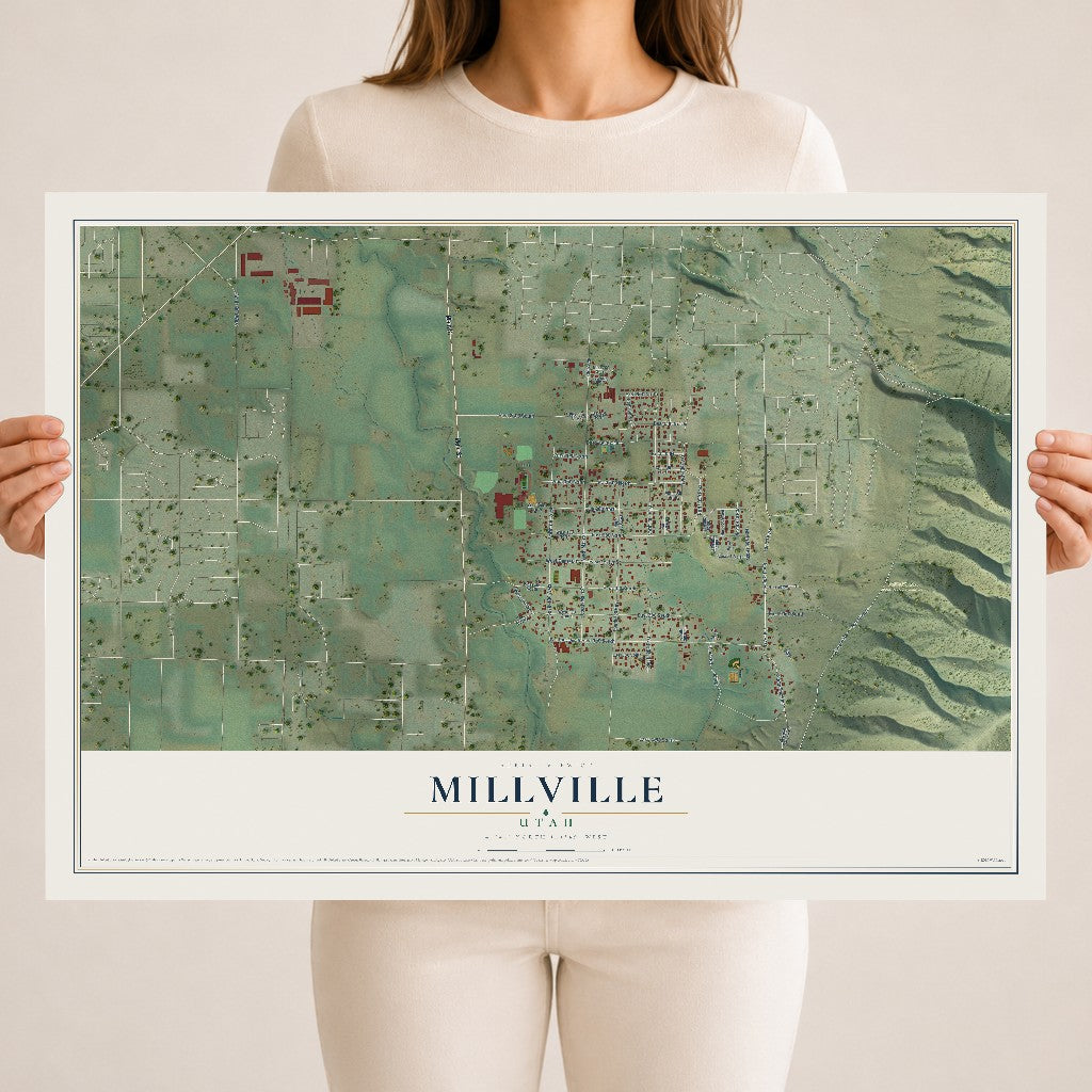 Map of Millville, Utah, 18 x 24 inch unframed archival matte print