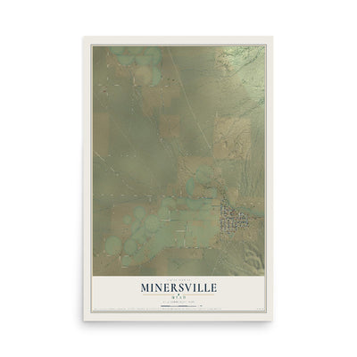 Map of Minersville, Utah, 12 x 18 inch unframed archival matte print
