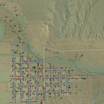 Close-up of the map of Minersville, Utah print showing street and building detail