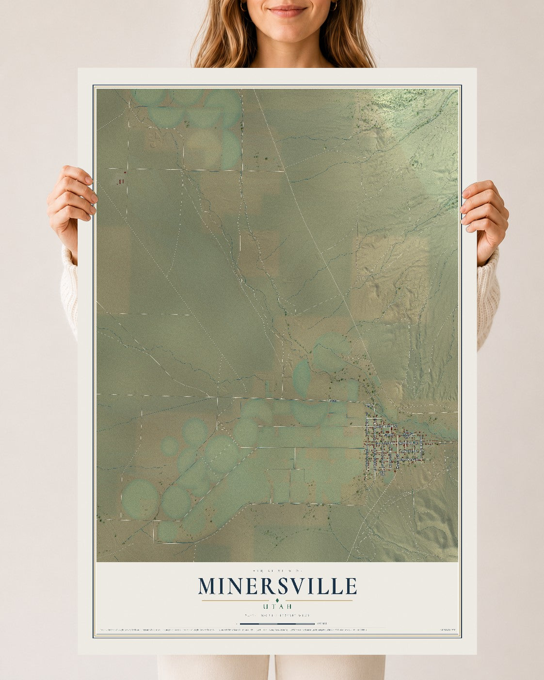 Map of Minersville, Utah, 24 x 36 inch unframed archival matte print
