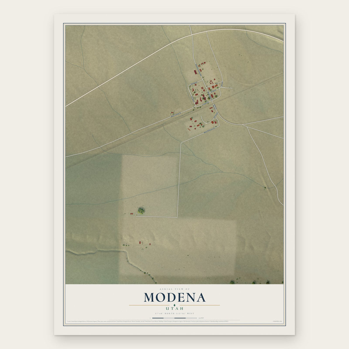 Modena, Utah map print, the full design