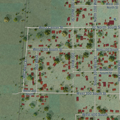 Close-up of the map of Mona, Utah print showing street and building detail