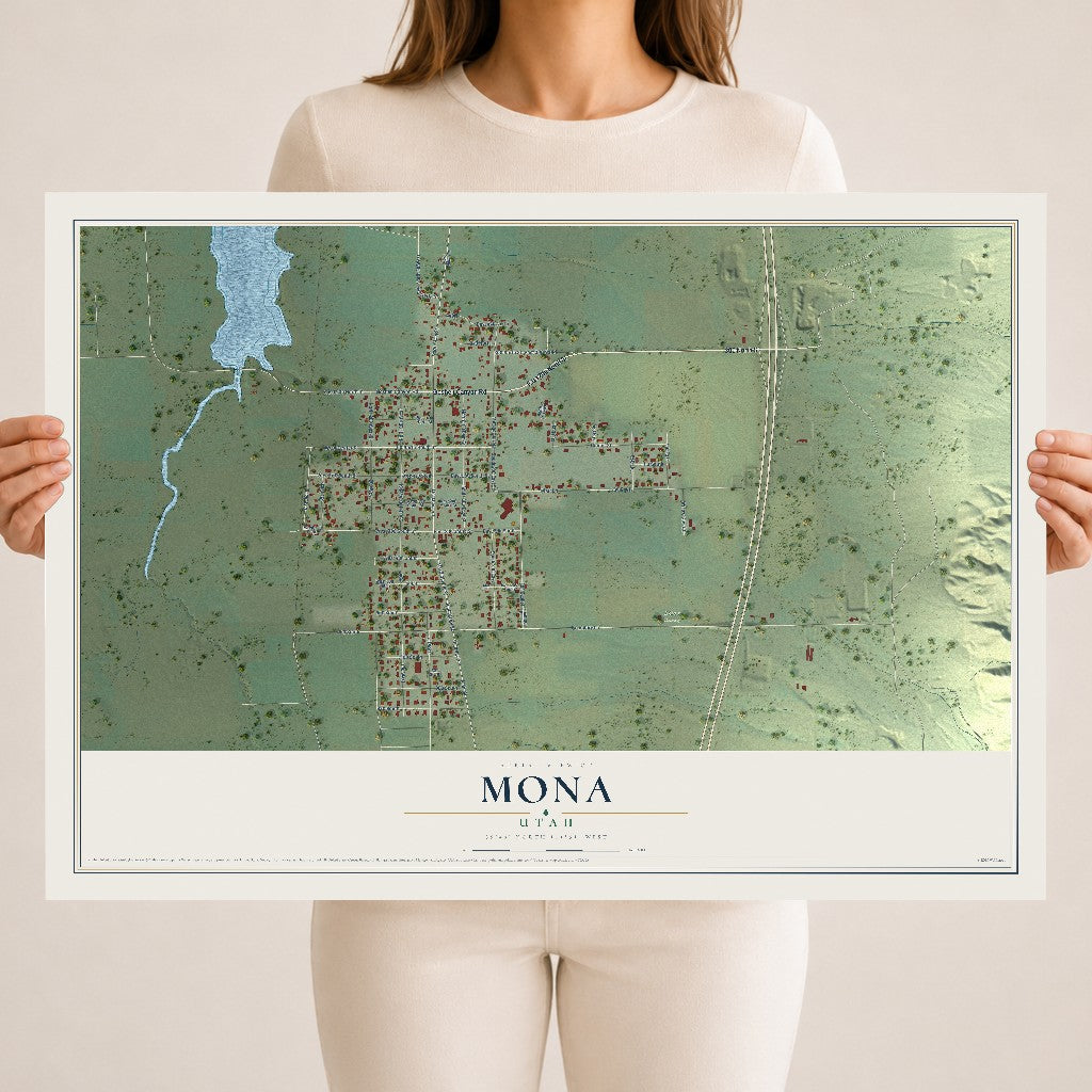 Map of Mona, Utah, 18 x 24 inch unframed archival matte print