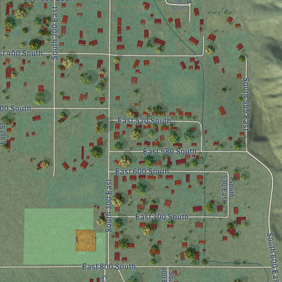 Second close-up of the map of Monroe, Utah print showing more streets and buildings