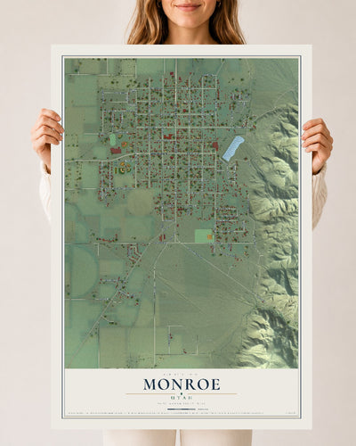 Map of Monroe, Utah, 24 x 36 inch unframed archival matte print