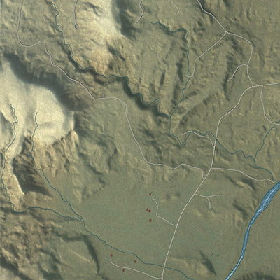 Close-up of the map of Montezuma Creek, Utah print showing street and building detail