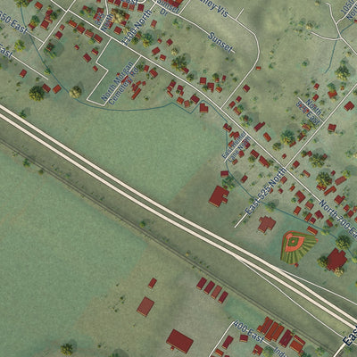 Second close-up of the map of Morgan, Utah print showing more streets and buildings