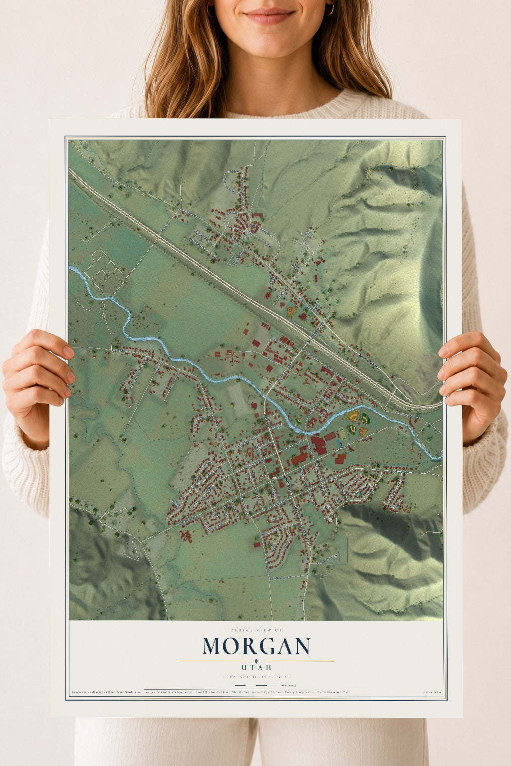Map of Morgan, Utah, 18 x 24 inch unframed archival matte print