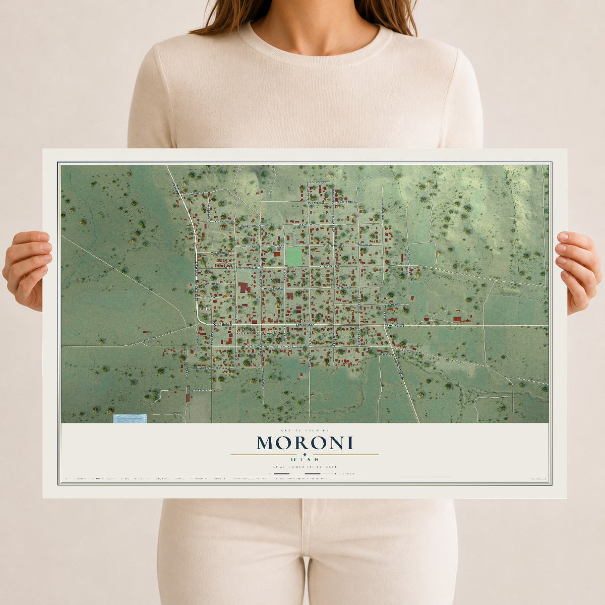 Map of Moroni, Utah, 12 x 18 inch unframed archival matte print