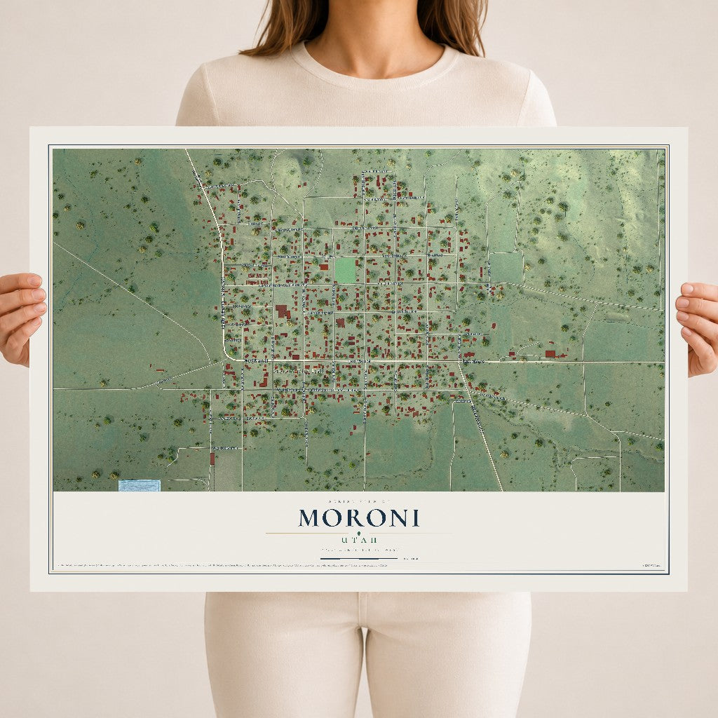 Map of Moroni, Utah, 18 x 24 inch unframed archival matte print