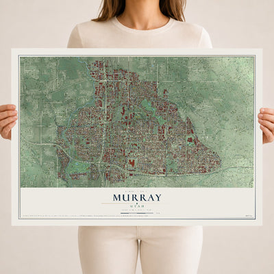 Map of Murray, Utah, 18 x 24 inch unframed archival matte print