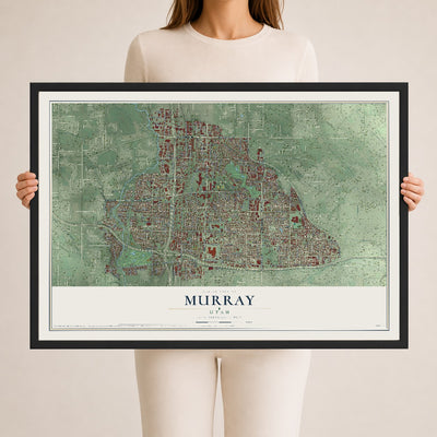Map of Murray, Utah, 24 x 36 inch print in a black wood frame