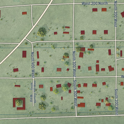 Second close-up of the map of Myton, Utah print showing more streets and buildings
