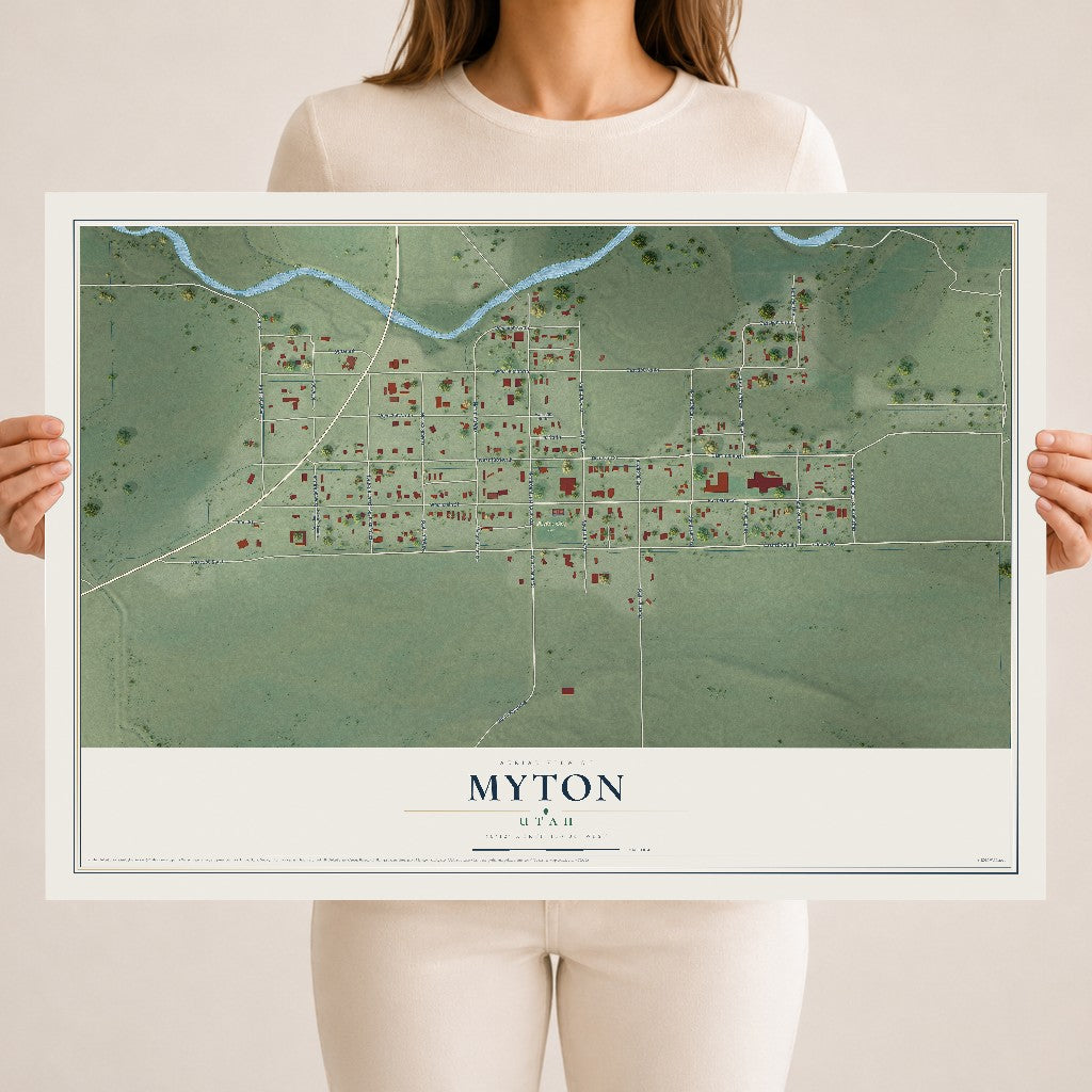 Map of Myton, Utah, 18 x 24 inch unframed archival matte print