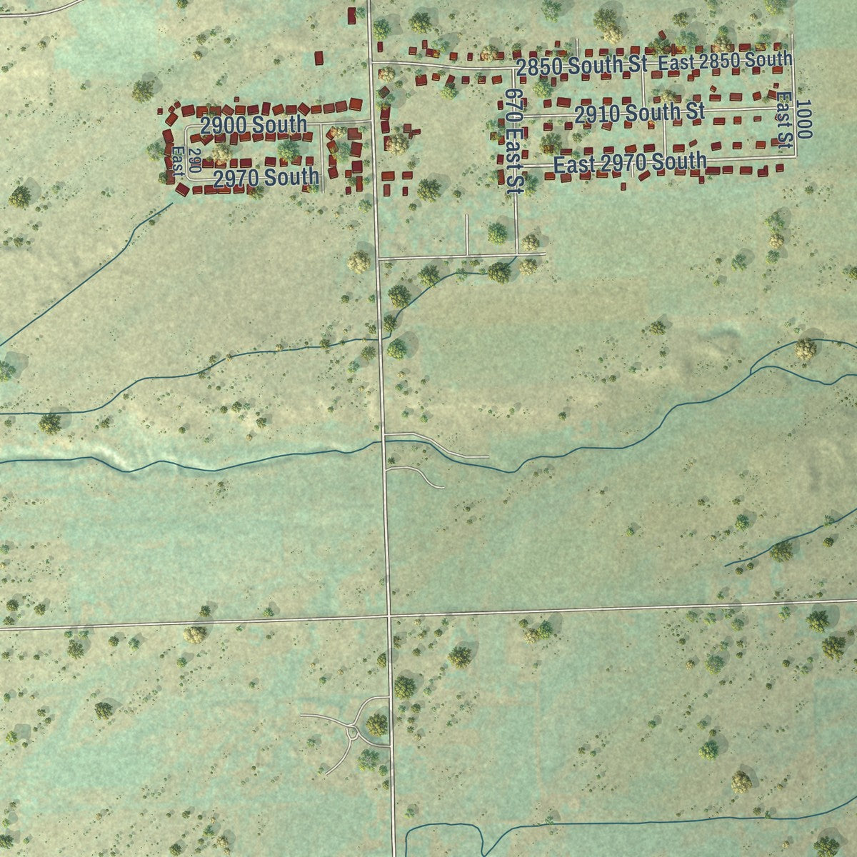 Second close-up of the map of Naples, Utah print showing more streets and buildings