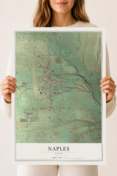 Map of Naples, Utah, 18 x 24 inch unframed archival matte print