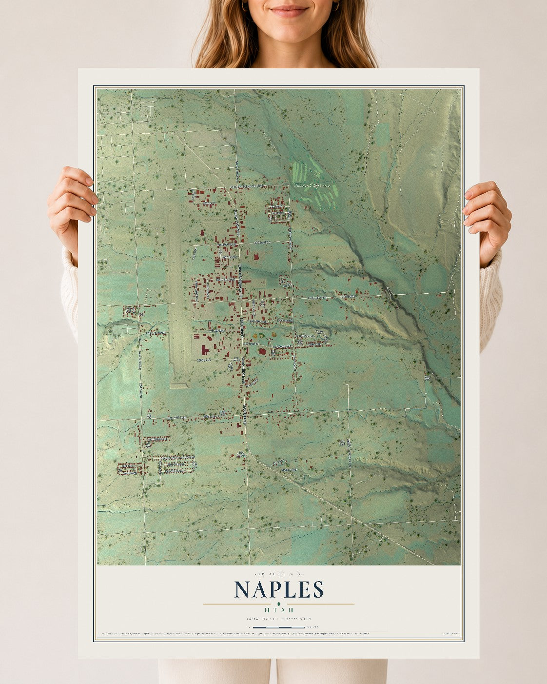 Map of Naples, Utah, 24 x 36 inch unframed archival matte print
