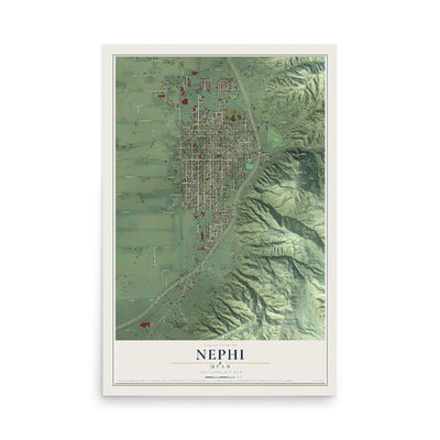 Map of Nephi, Utah, 12 x 18 inch unframed archival matte print