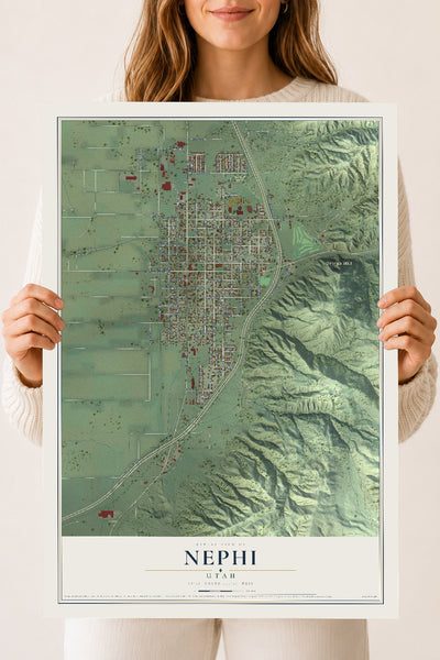 Map of Nephi, Utah, 18 x 24 inch unframed archival matte print