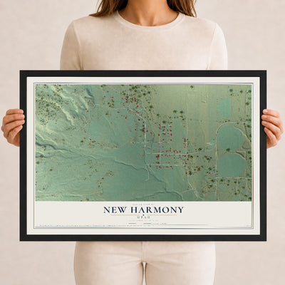 Map of New Harmony, Utah, 12 x 18 inch print in a black wood frame