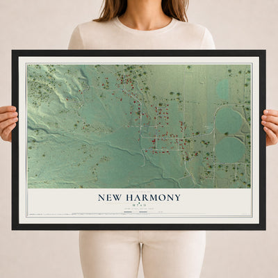 Map of New Harmony, Utah, 18 x 24 inch print in a black wood frame