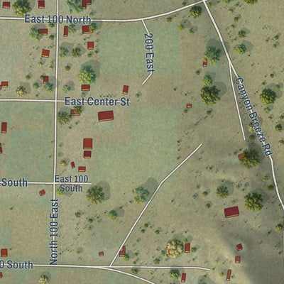 Close-up of the map of Newcastle, Utah print showing street and building detail