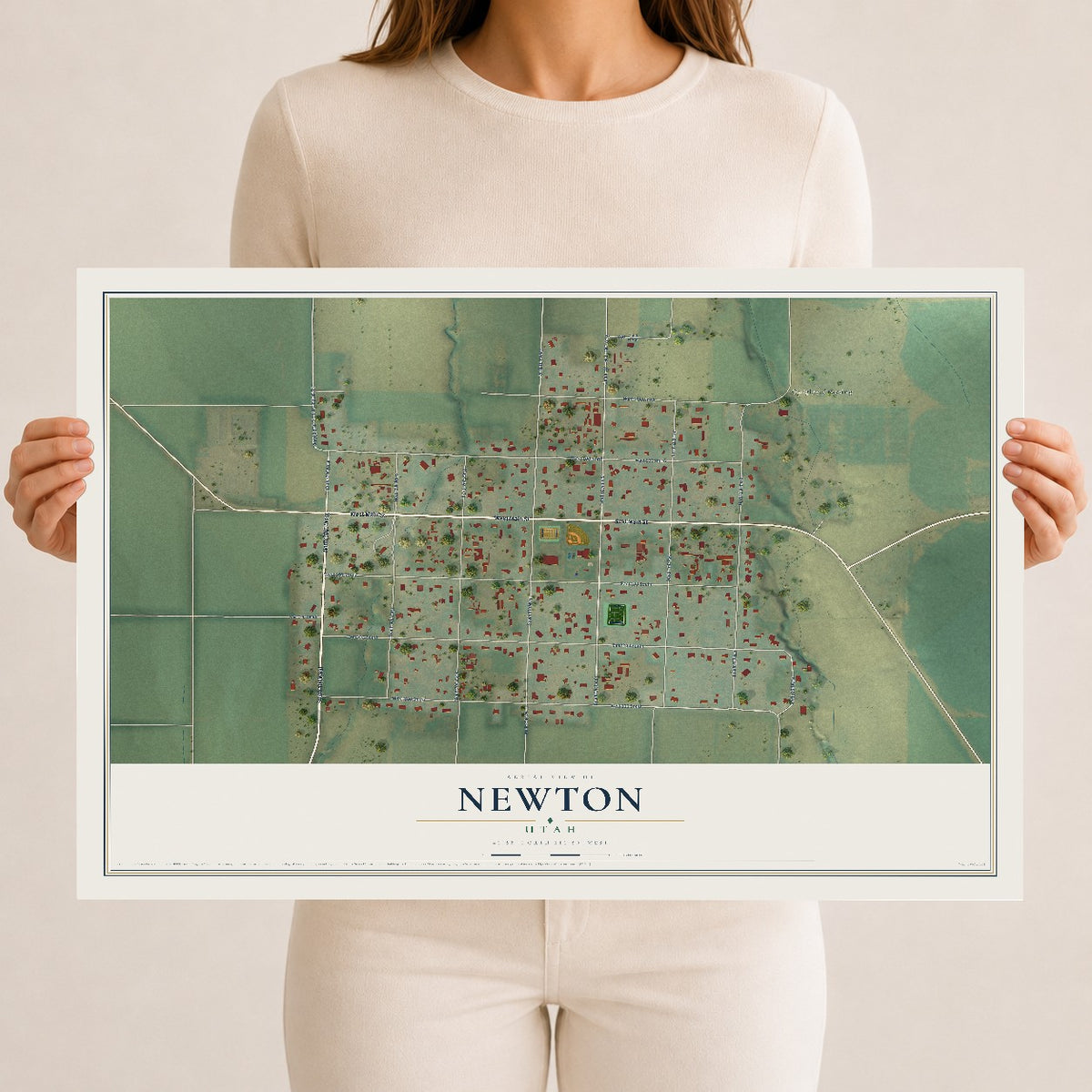 Map of Newton, Utah, 12 x 18 inch unframed archival matte print
