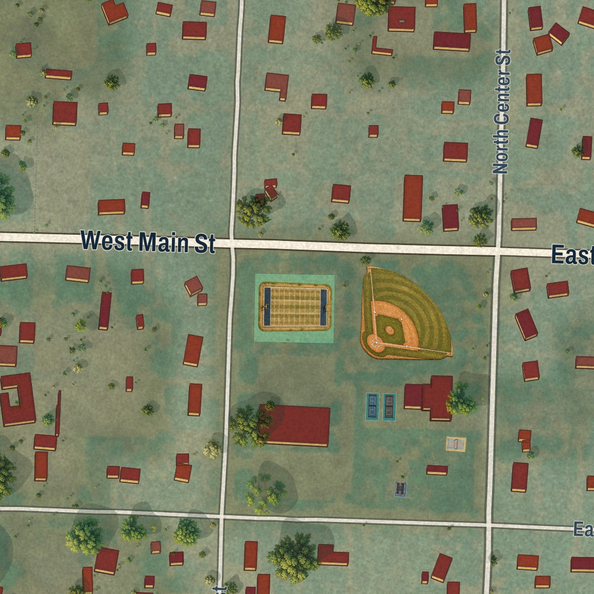Second close-up of the map of Newton, Utah print showing more streets and buildings