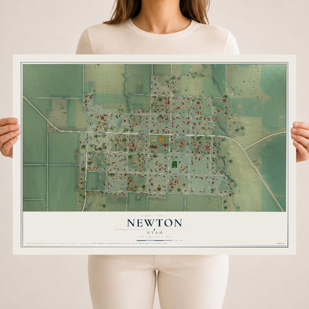 Map of Newton, Utah, 18 x 24 inch unframed archival matte print