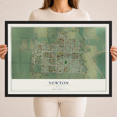 Map of Newton, Utah, 18 x 24 inch print in a black wood frame