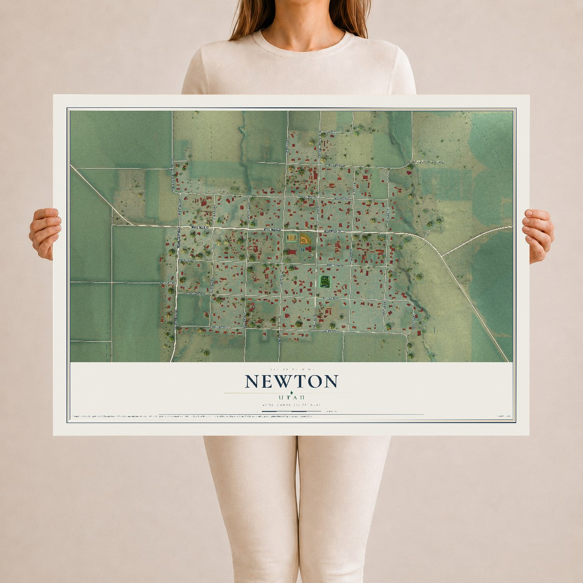 Map of Newton, Utah, 24 x 36 inch unframed archival matte print