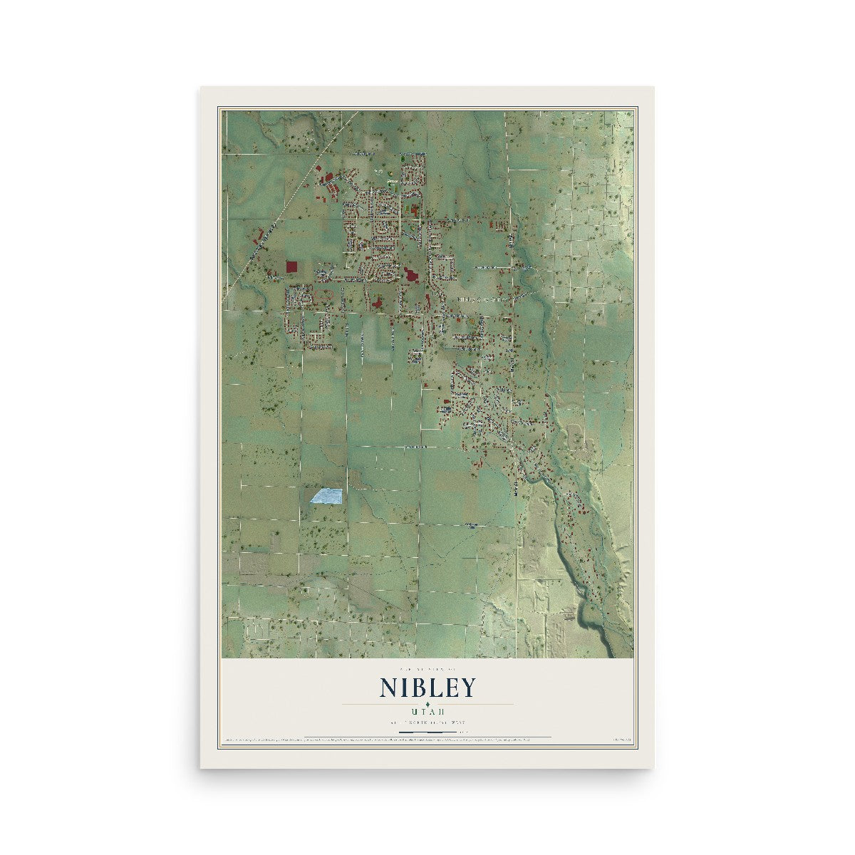 Map of Nibley, Utah, 12 x 18 inch unframed archival matte print