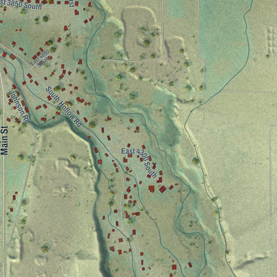 Second close-up of the map of Nibley, Utah print showing more streets and buildings