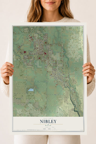 Map of Nibley, Utah, 18 x 24 inch unframed archival matte print