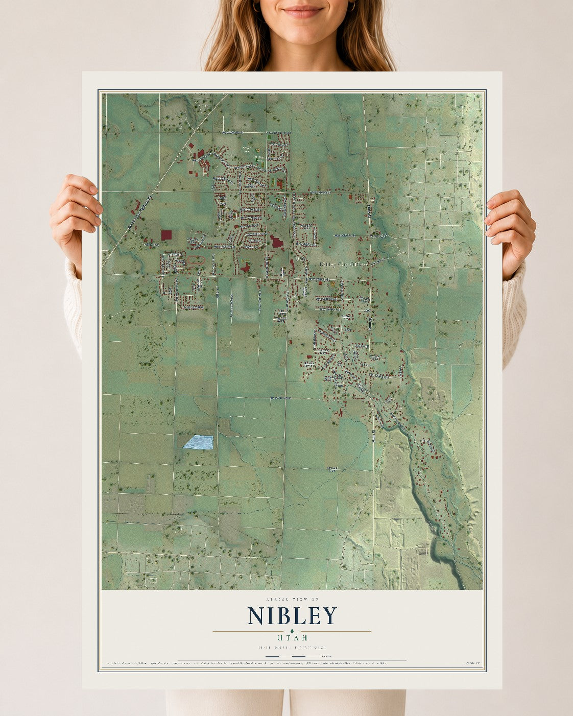 Map of Nibley, Utah, 24 x 36 inch unframed archival matte print