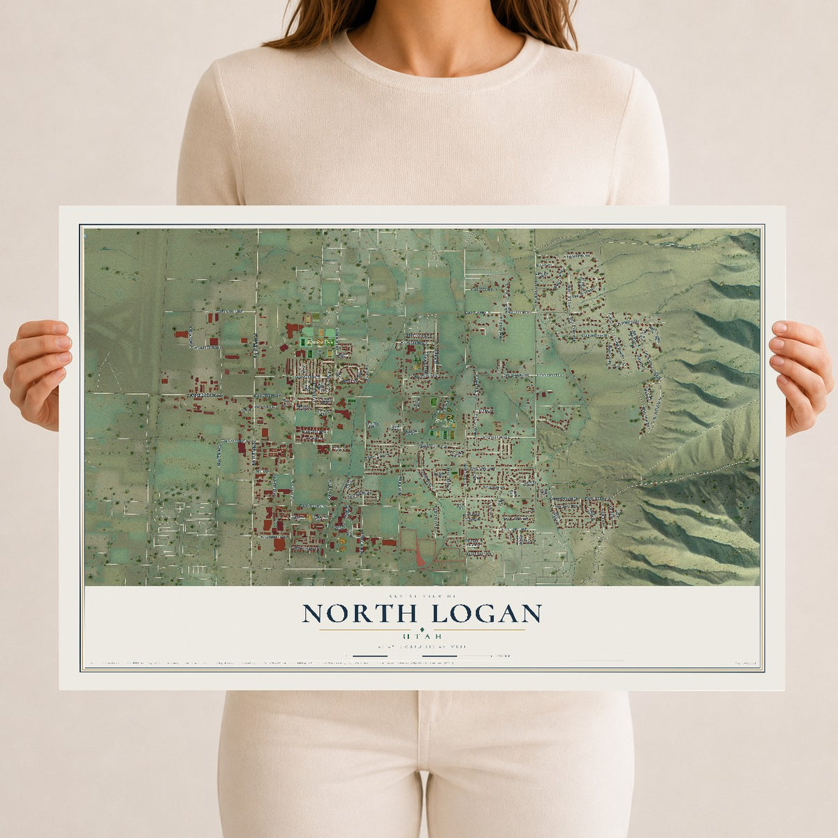 Map of North Logan, Utah, 12 x 18 inch unframed archival matte print