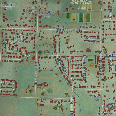 Close-up of the map of North Logan, Utah print showing street and building detail