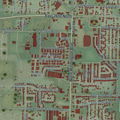 Second close-up of the map of North Ogden, Utah print showing more streets and buildings
