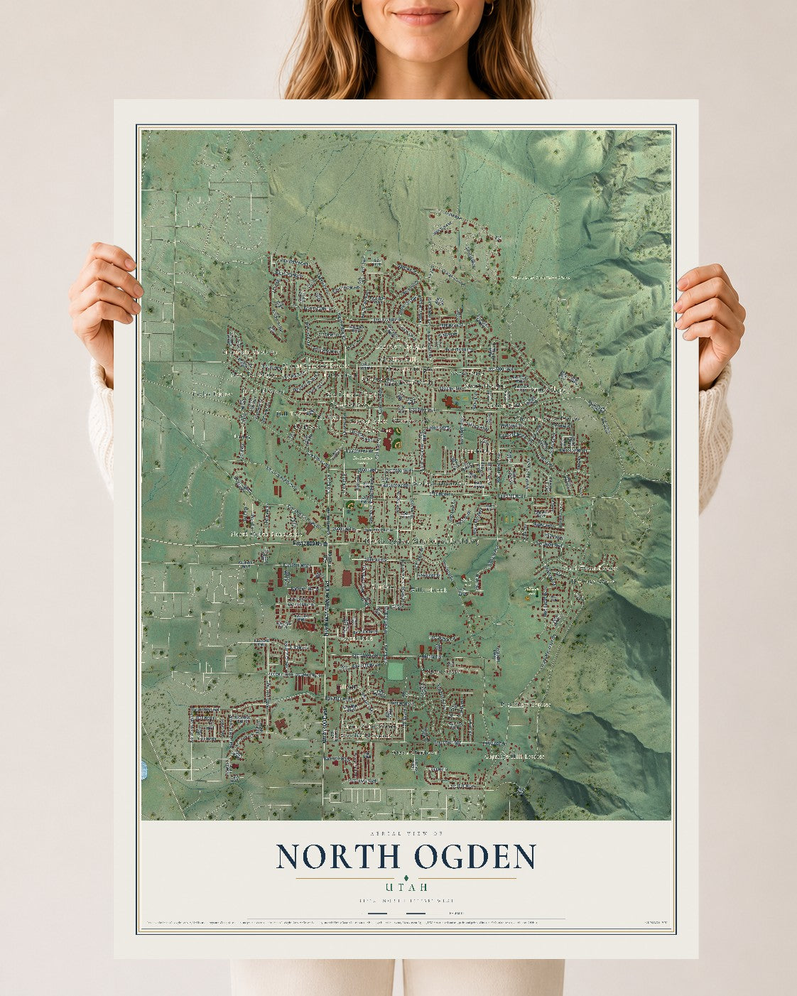 Map of North Ogden, Utah, 24 x 36 inch unframed archival matte print
