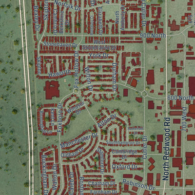 Close-up of the map of North Salt Lake, Utah print showing street and building detail