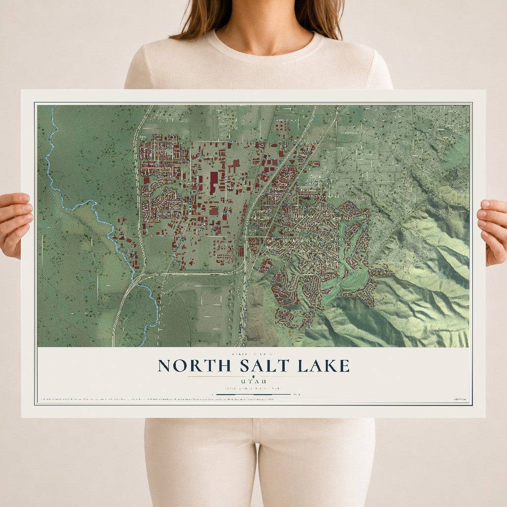 Map of North Salt Lake, Utah, 18 x 24 inch unframed archival matte print