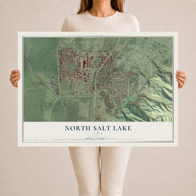 Map of North Salt Lake, Utah, 24 x 36 inch unframed archival matte print