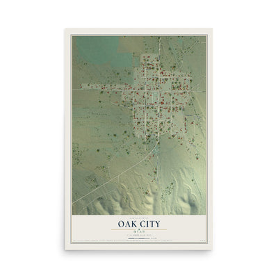Map of Oak City, Utah, 12 x 18 inch unframed archival matte print