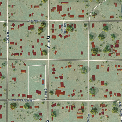 Close-up of the map of Oak City, Utah print showing street and building detail
