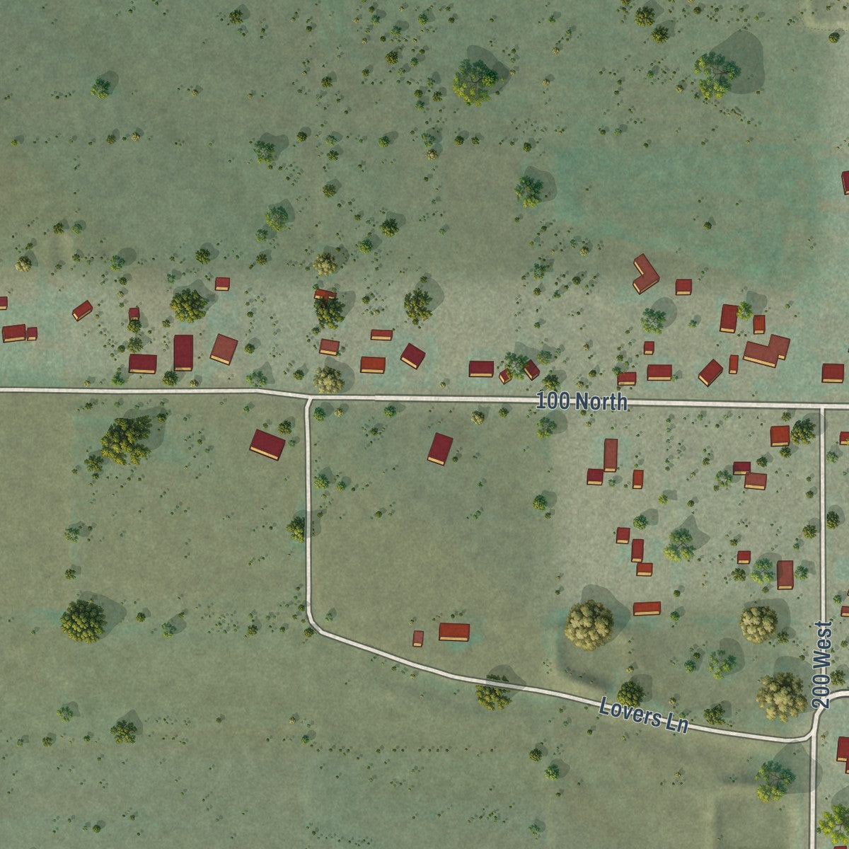 Second close-up of the map of Oak City, Utah print showing more streets and buildings
