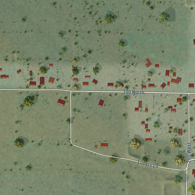 Second close-up of the map of Oak City, Utah print showing more streets and buildings