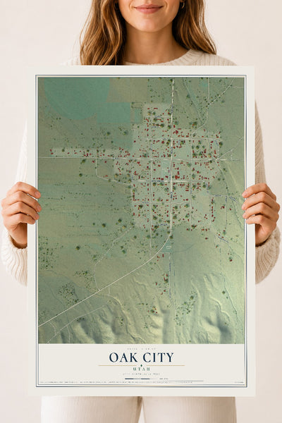 Map of Oak City, Utah, 18 x 24 inch unframed archival matte print