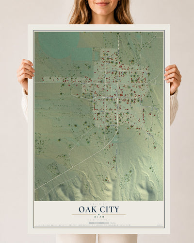 Map of Oak City, Utah, 24 x 36 inch unframed archival matte print